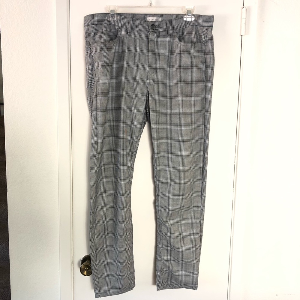 Zara Man black and white plaid dress pants